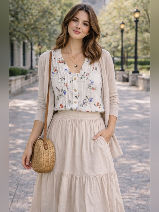 Maeve Tops - Maeve Anthropologie Floral Ruffle Blouse Boho Cottagecore Button Front Top Sz 4